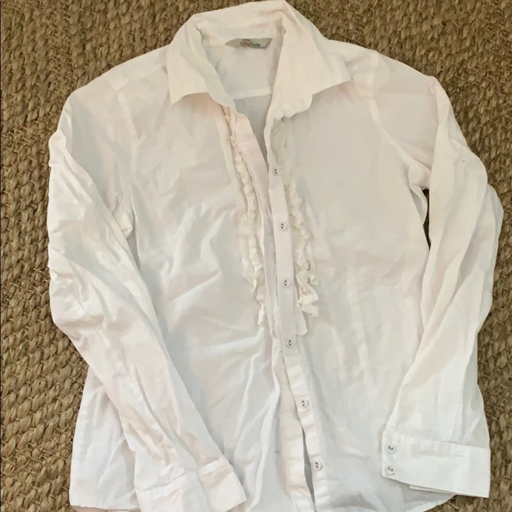 Ruffled white blouse